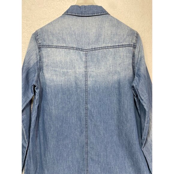 Earl Jean Women's Small Long Sleeve Pearl Snap Up 100% Cotton Denim Shirt - Picture 6 of 11